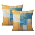 thumbnail image 1 of Stunning Brown Blue Abstract Oil Painting Throw Pillow Covers, Modern Home Art Decor, 16x16 Inches, Set of 2, Ideal for Sofa, Couch, Bedroom, Living Room Decoration, 1 of 7