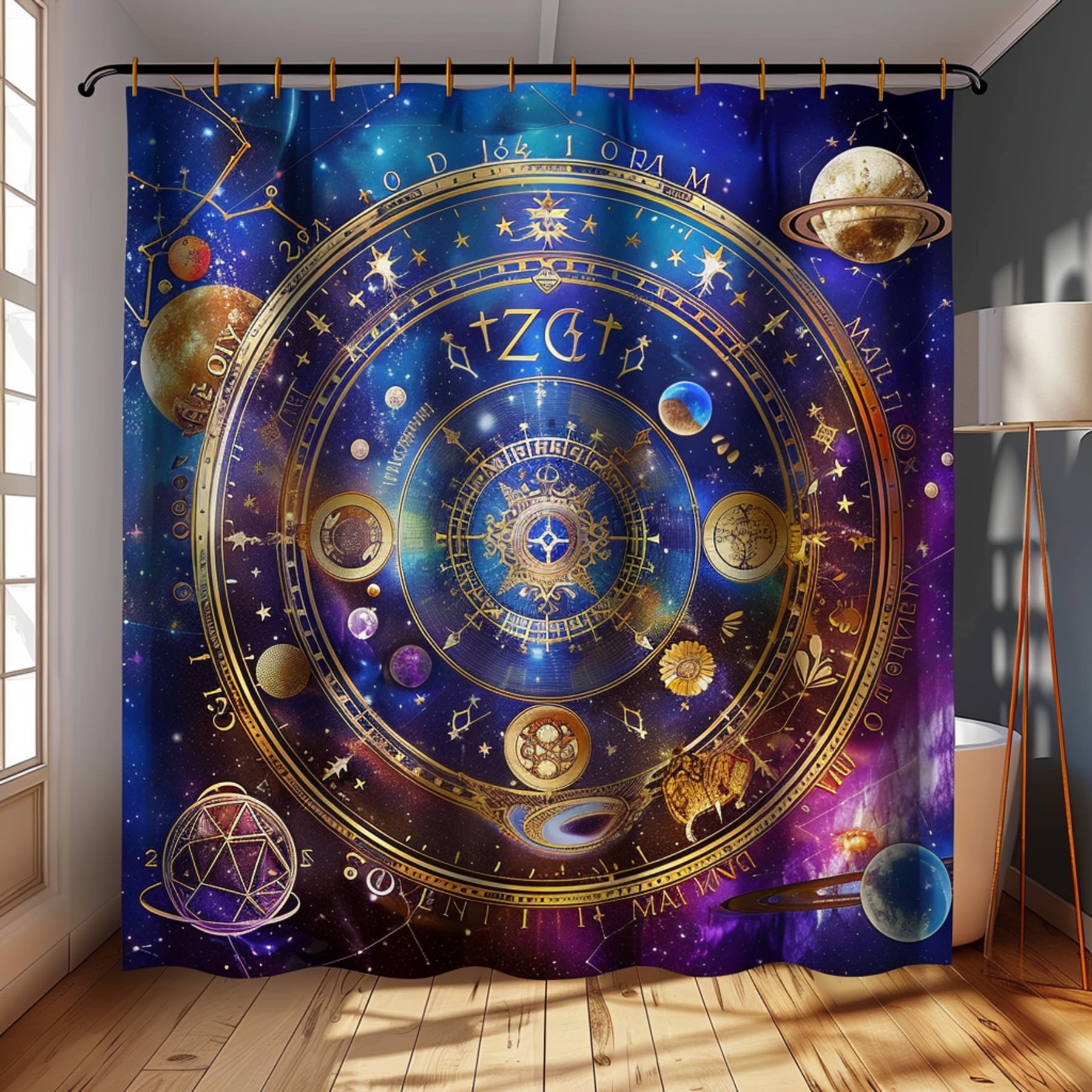 Stunning Celestial Zodiac Shower Curtain Constellations Symbols and