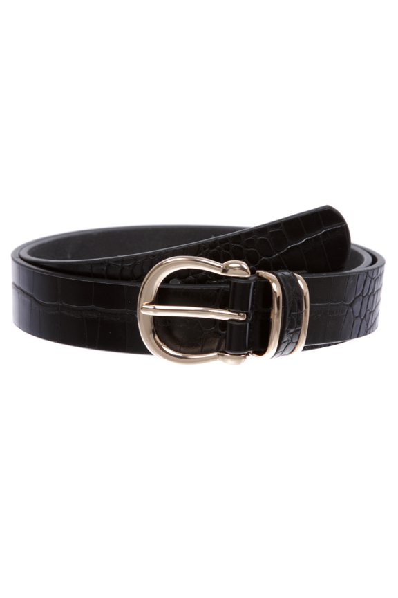 Stunning Croco Print Leather Belt with Triple Holder & Equestrian Buckle