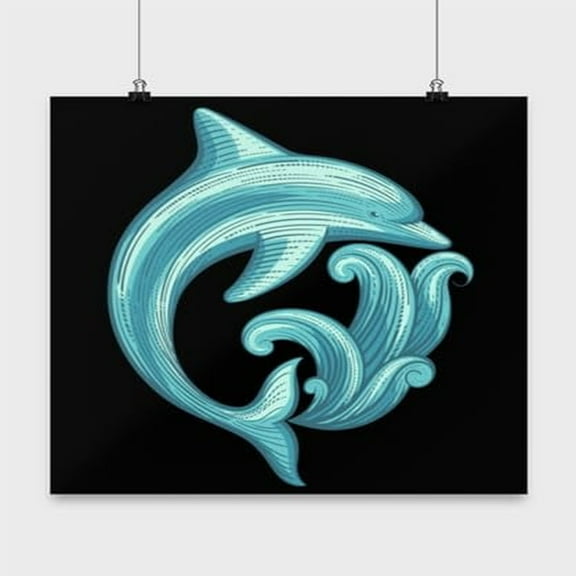 Stunning Dolphin Poster ‚Äì 13x13in Blue Ocean Wall Art ‚Äì Perfect Gift for Nature Lovers