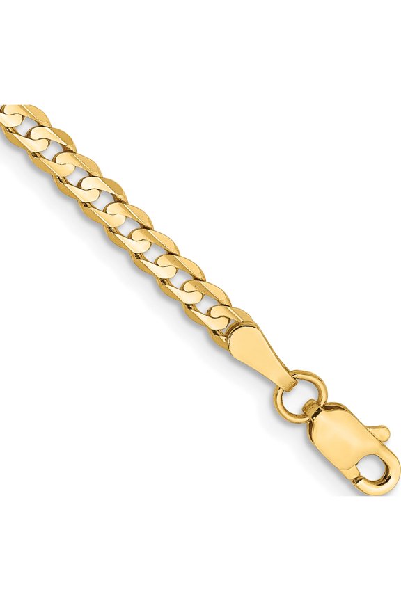 Stunning Ethereal Alluring 10K 3mm Open Concave Curb Chain 10K Flawless Refined Sleek