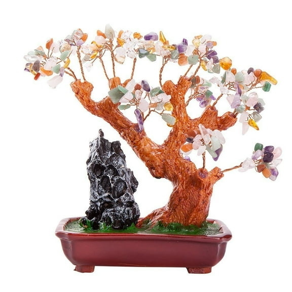 Stunning Feng Shui Mix Gemstone Quartz Bonsai Money Tree