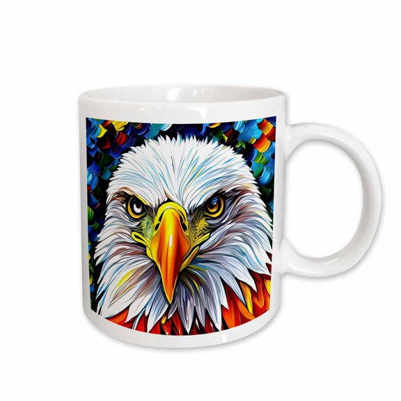 3drose, Stunning Frontal Colorful Portrait of a Bald American Eagle Bird Gift, 11oz Mug
