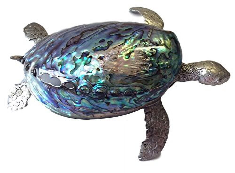 【★大感謝セール】 Pewter Genuine Stunning Abalone Sculpture Turtle Sea Shell 犬服・アクセサリー