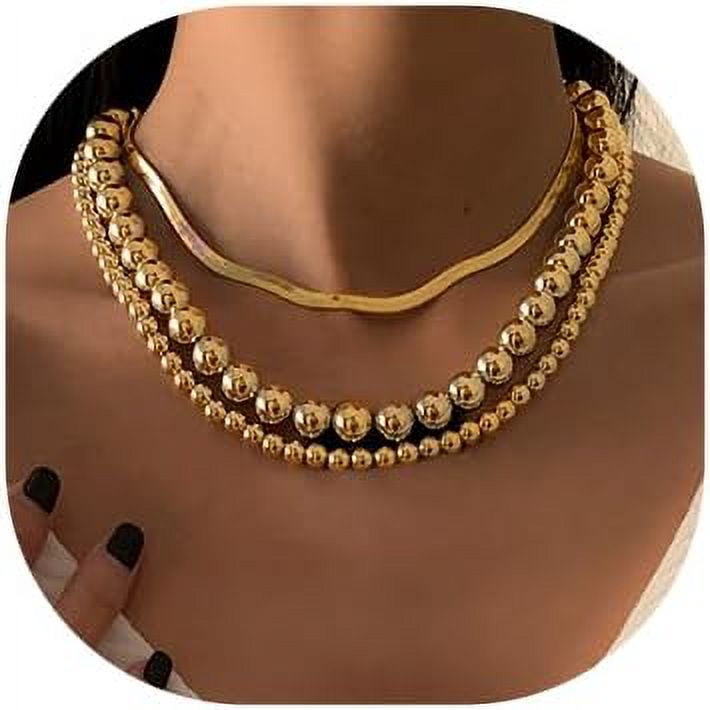 Stunning Gold Beaded Necklace - Layered Necklaces Chains 