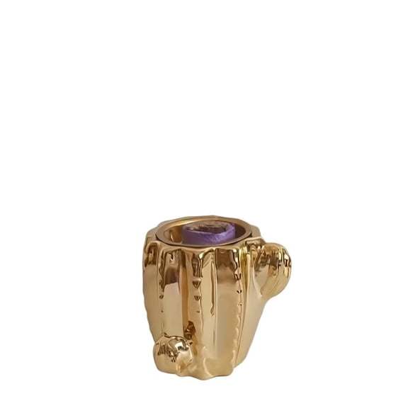 Stunning Golden Cactus Ceramic Incense Burner | Unique Triangle Aroma Diffuser for Home Decoration