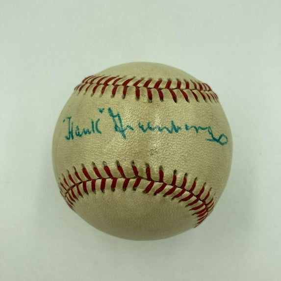 Stunning Hank Greenberg Single Signed Vintage 1940's Baseball PSA DNA JSA COA