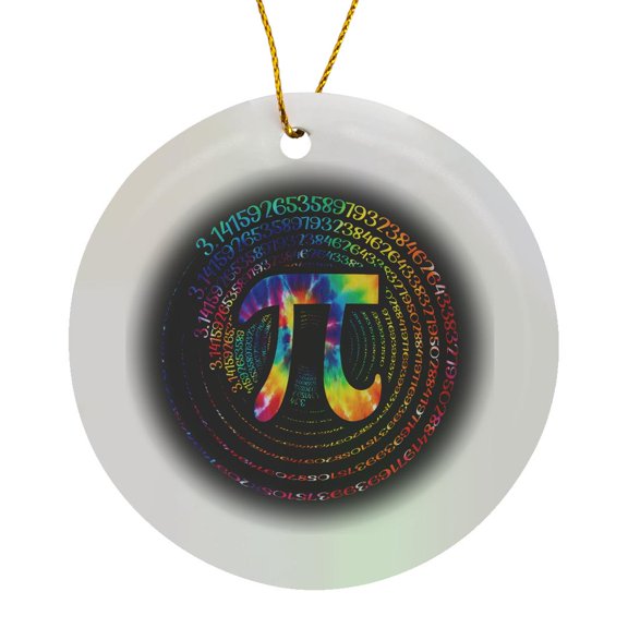 3drose, Stunning Helix of Number Pi Digits, and a Colorful Pi Symbol Design, Circle Porcelain Ornament