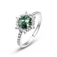thumbnail image 1 of Stunning Hexagon Cut Lab Created Moss Agate & Diamond Wedding Engagement Ring in 925 Sterling Silver – Unique Design for Modern Love, 1 of 3