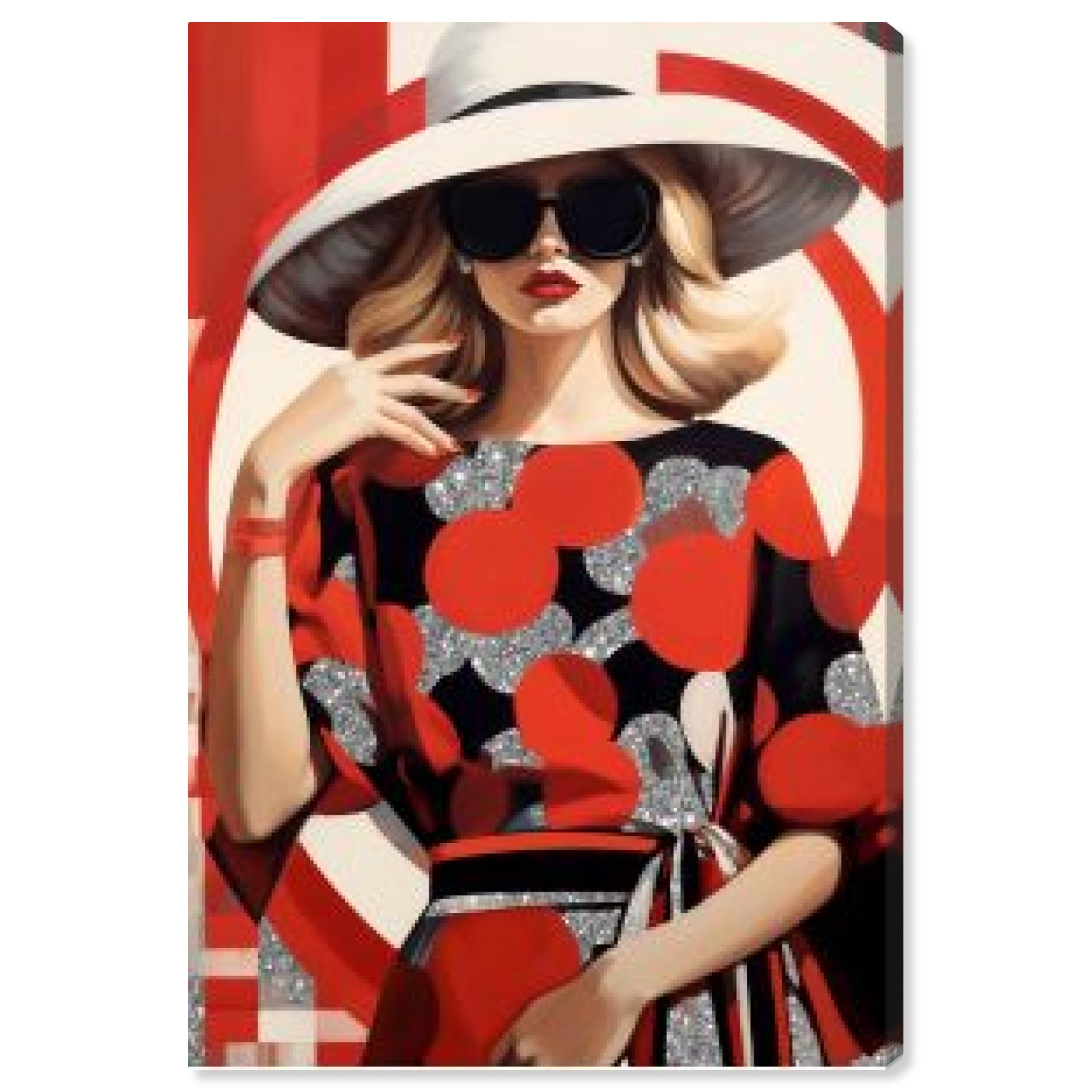 Retro Red and Black Fashion Canvas Art Print
