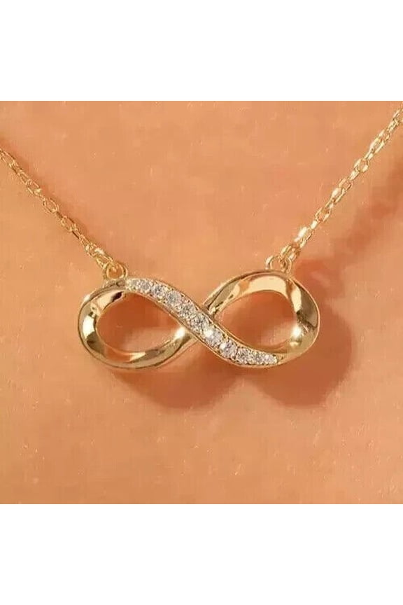 Stunning Infinity Pendant Round Cut Simulated Diamond In 14K Yellow Gold Plated