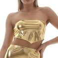 thumbnail image 1 of Stunning Irregular Strapless Top For Women Featuring A Sexy Design With Gold Foil For A Dazzling Night Out. For Clubbing Or Performance Wear. Strapless Comfy Bra Sheer Rose Top Strapless Crop Tops for, 1 of 3