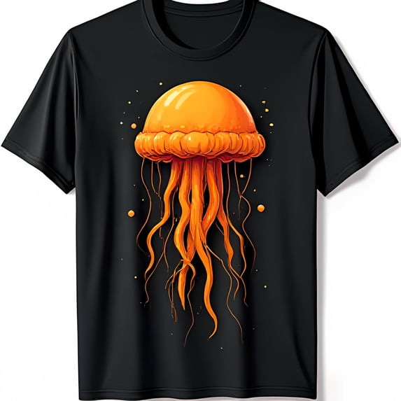 Stunning Jellyfish Graphic T-Shirt on Black Background Unique Ocean Art Tee