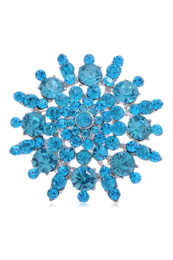 Stunning Large Face Aqua Blue Crystal Rhinestone Snowflake Flower Fashion Ring