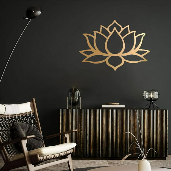 Stunning Large Lotus Metal Wall Art Decor - Modern Living Room Sculpture, Boho Bedroom Accent, Spiritual Space Art - Durable Iron, Matte Black, Gold, Silver - Housewarming, Bridal Shower Gift