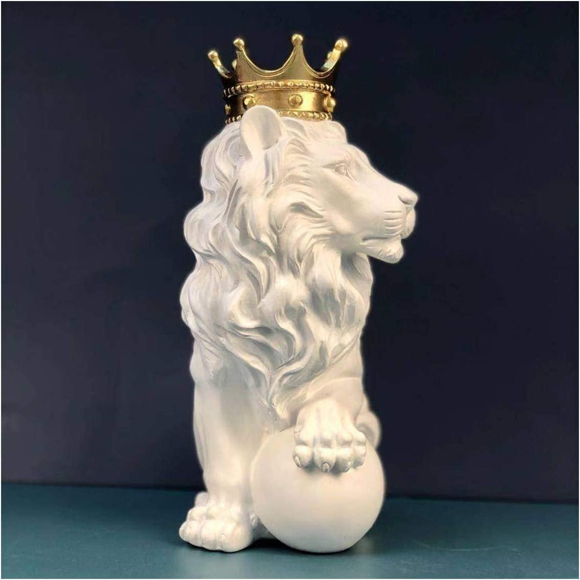 ★大幅値下げ★【豪華】ゴールドライオン彫刻付き円柱スタンド Bookshelf Decor Lion King Statue With Gold Crown, 10