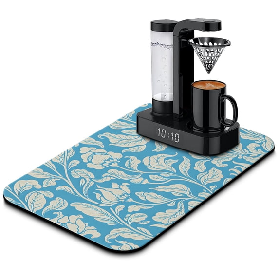 Stunning LowProfile 19.5x12in Coffee Drying Mat Super Absorbent Diatom Mud, Trimmable, Waterproof, Coffee Mat Easy to Clean & Decorative Kitchen Counter