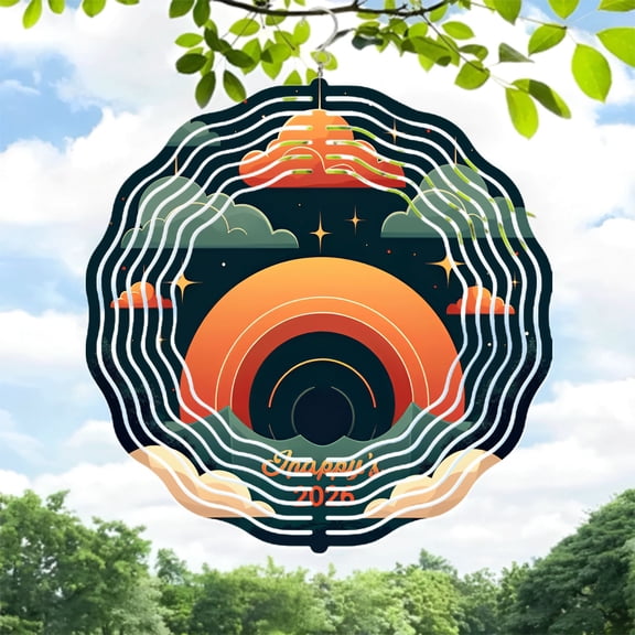 Stunning Metal Hanging Wind Spinner - Concentric Circle Design with Tunnel Effect Perfect for Yard & Garden Decor - 2025