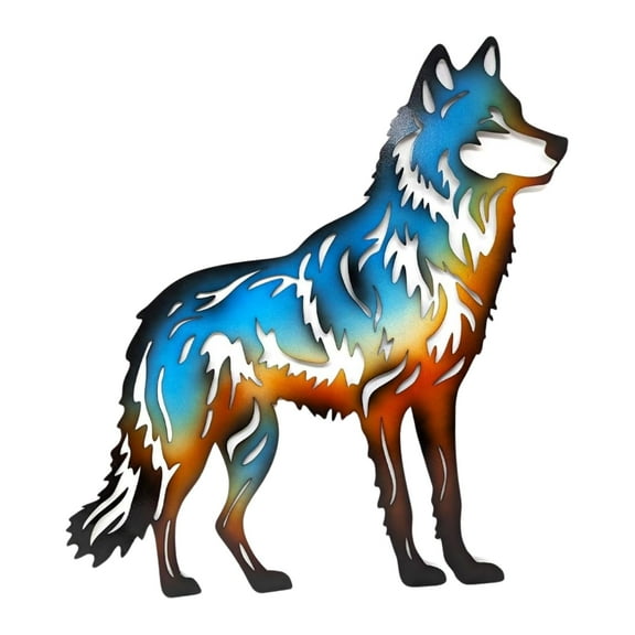 Stunning Metal Wolf Cutout Wall Art - Gradient Colors - Durable with 2 Ready-to-Hang Hooks - Perfect for Home, Office, or Cabin Décor