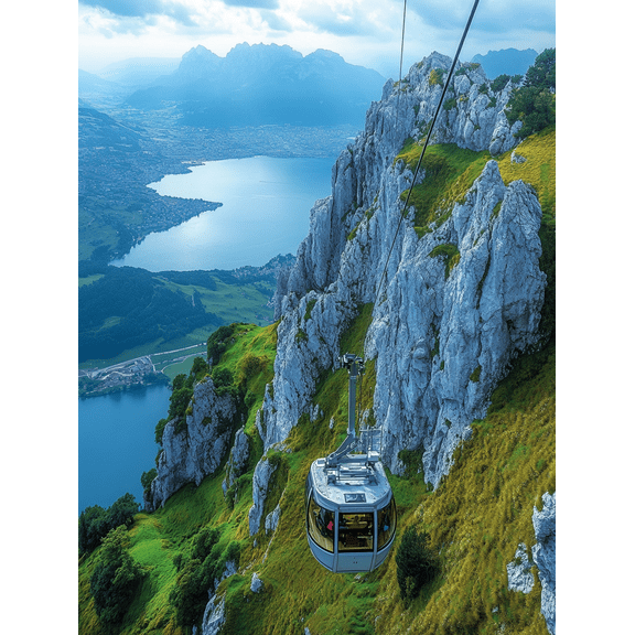 Stunning Mountain Cable Car Canvas Print/Wall Art Perfect for Living Room Hotel and Restaurant Decor