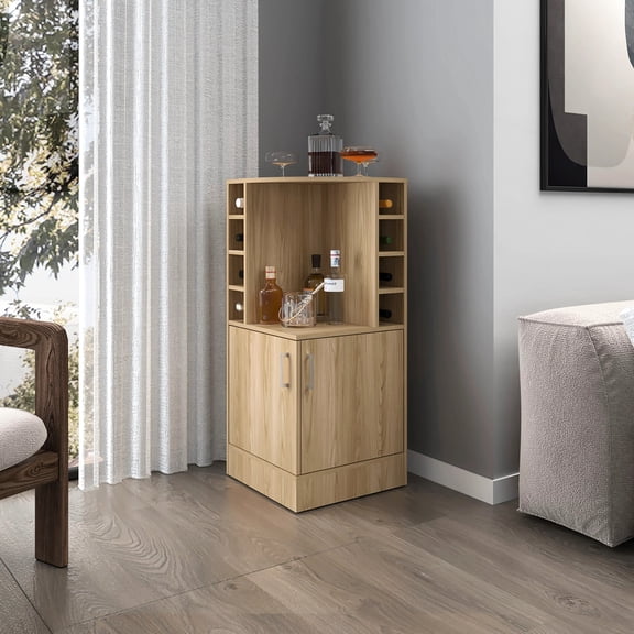 Stunning Natural Oak Corner Bar Cabinet - 5+ Shelves For Organizing Essentials Elegant Drinks Organization Keep Your In