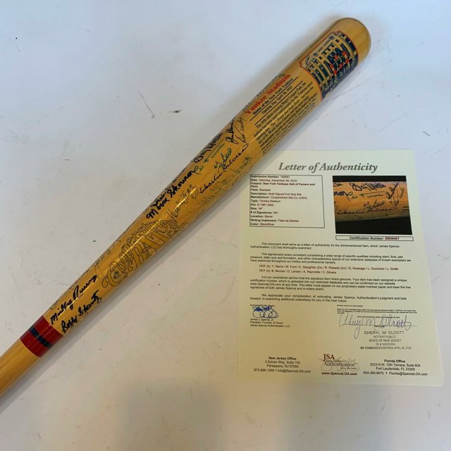 Stunning New York Yankees Legends HOF Multi Signed Bat 60+ Signatures