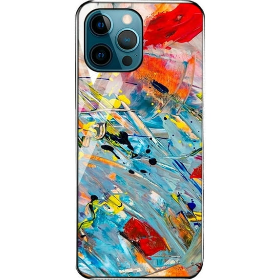 Stunning Pattern Painted Tempered Glass Phone Case for iPhone 13 12 11 Pro Max Mini X XS XR 8 7 Plus, Stylish Stone Pattern Back Cover(F,12 Pro Max)