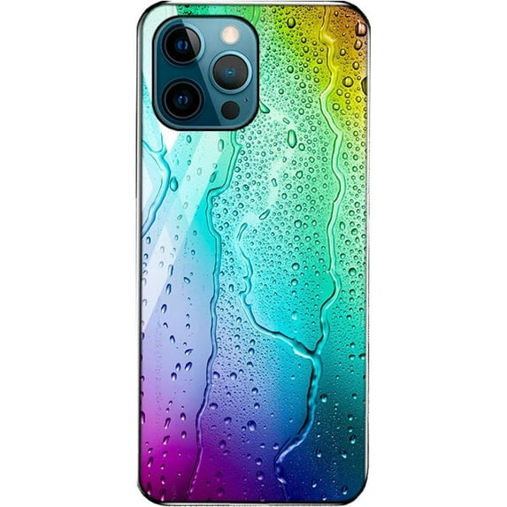Stunning Pattern Painted Tempered Glass Phone Case for iPhone 13 12 11 Pro Max Mini X XS XR 8 7 Plus, Stylish Stone Pattern Back Cover(G,12 Mini)