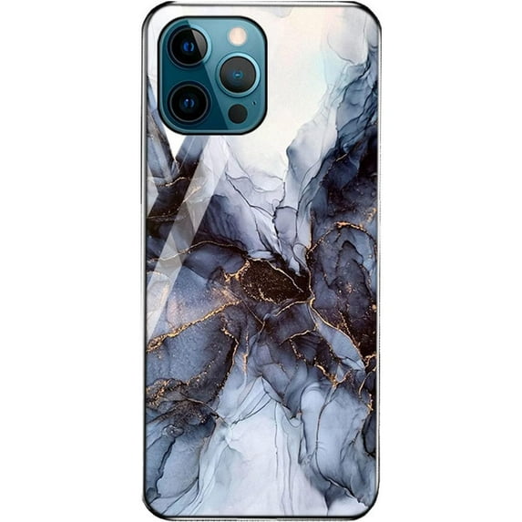 Stunning Pattern Painted Tempered Glass Phone Case for iPhone 13 12 11 Pro Max Mini X XS XR 8 7 Plus, Stylish Stone Pattern Back Cover(K,12 Mini)
