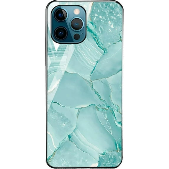 Stunning Pattern Painted Tempered Glass Phone Case for iPhone 13 12 11 Pro Max Mini X XS XR 8 7 Plus, Stylish Stone Pattern Back Cover(L,12 Pro Max)
