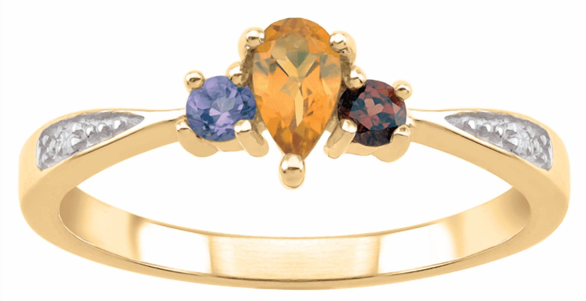 Stunning Personalized Pear and Round Stone Ring in Gold Plated Sterling Silver by Jewlster