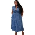 thumbnail image 1 of Stunning Plus Size Denim Button Down Maxi Dress, 1 of 3
