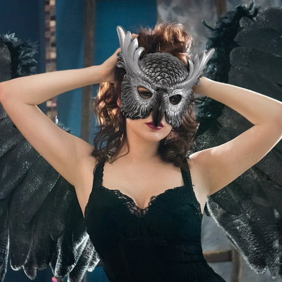 Stunning Realistic Owl Mask - Comfort Halloween Half Face for Adults, Cosplay & Parties