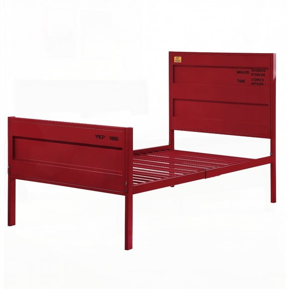 Twin Size Metal Platform Bed Frame with No Box Spring, Red for Bedroom
