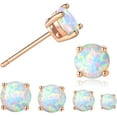 thumbnail image 1 of Stunning Rose Gold Plated Opal Studs, 18K Rose Gold Plated Opal Stud Earrings 6MM Round For Women, 1 of 2