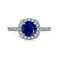 thumbnail image 1 of Stunning Round Cut Lab-Created Blue Sapphire and Moissanite Wedding Ring in 925 Sterling Silver for Her - Timeless Design, Durable, Hypoallergenic, Perfect Gift, 1 of 7