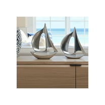 Stunning Sailboat Home Decor Sculpture - Elegant Design for Bathroom, Office, and Living Room Decor - Timeless Abstract Statues and Ornaments for Shelf Decor and Coffee Table Decor - 13", Silver