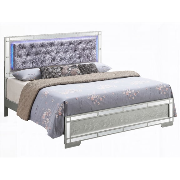 Elegant Silver Champagne Glam Full Bed - Spacious & Assembly Easy