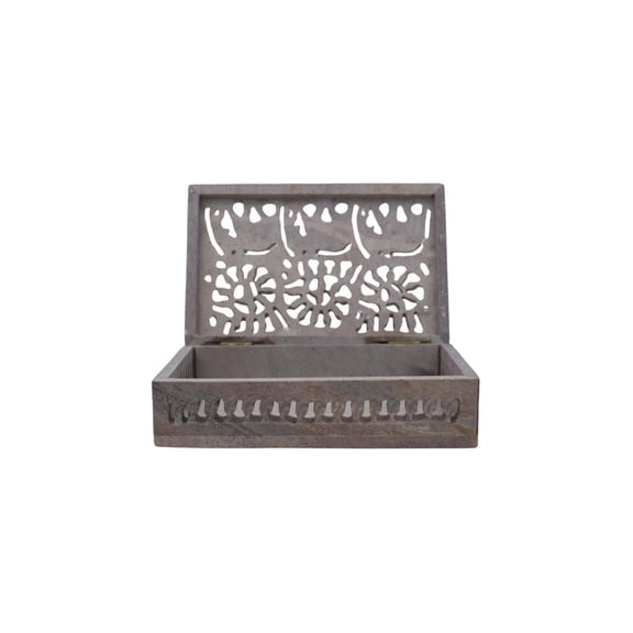 Stunning Soapstone Multipurpose Box – Dual Floral Motifs, An Elegant Accent for Any Room, Perfect for Storing Jewelry, Trinkets, and Keepsakes