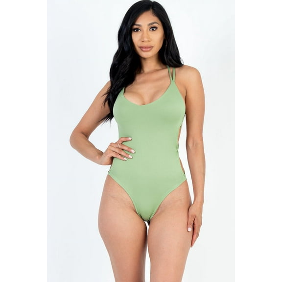 Stunning Solid Color Bodysuit with Crisscross Back and V-neckline