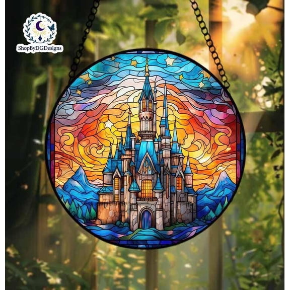 Stunning Stained Glass Castle, Fairytale Home Decor, Design for Fantasy Lovers, Colorful Art Piece for Your Living Room, Gift for Friends 4303514958