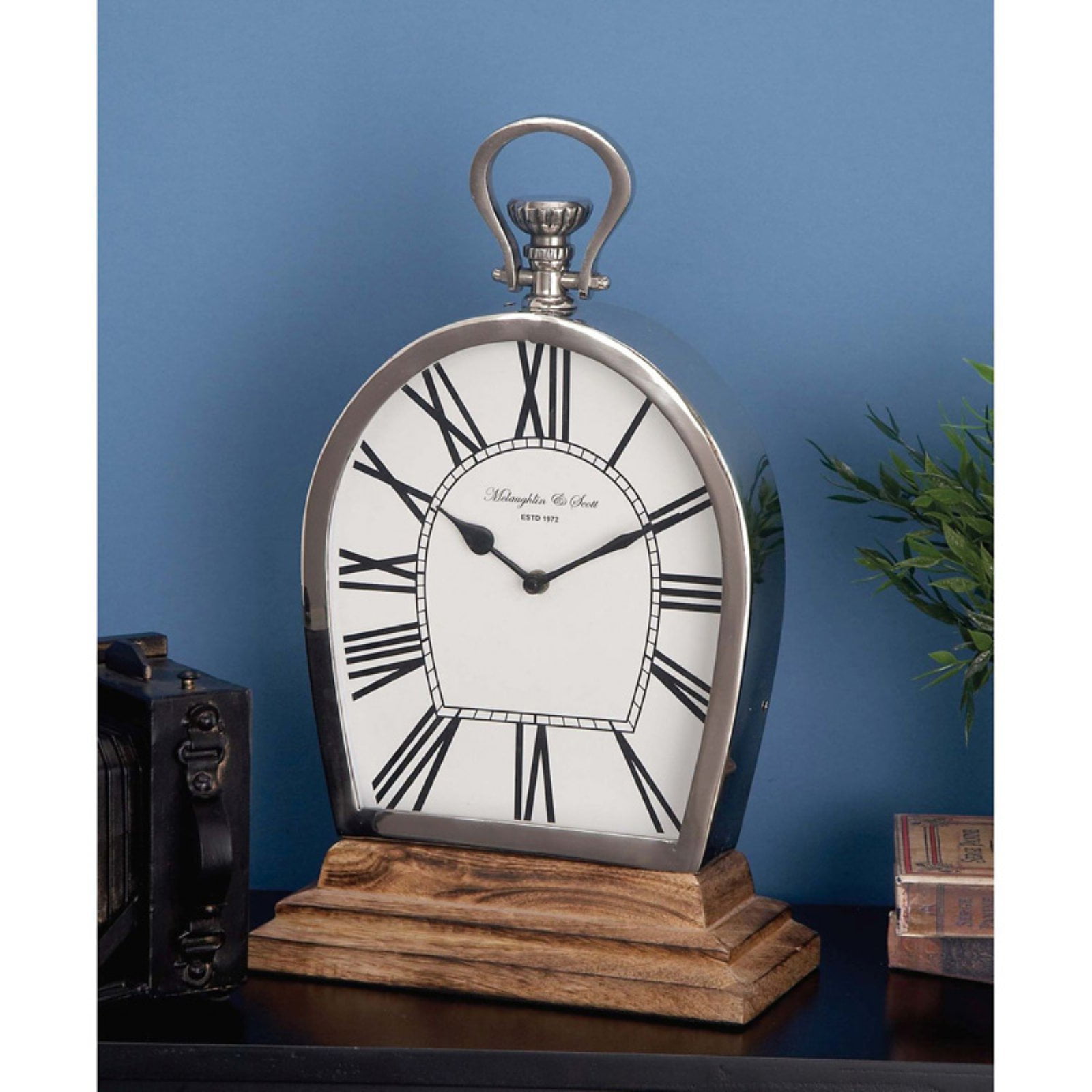 Stunning Steel Wood Table Clock - Walmart.com