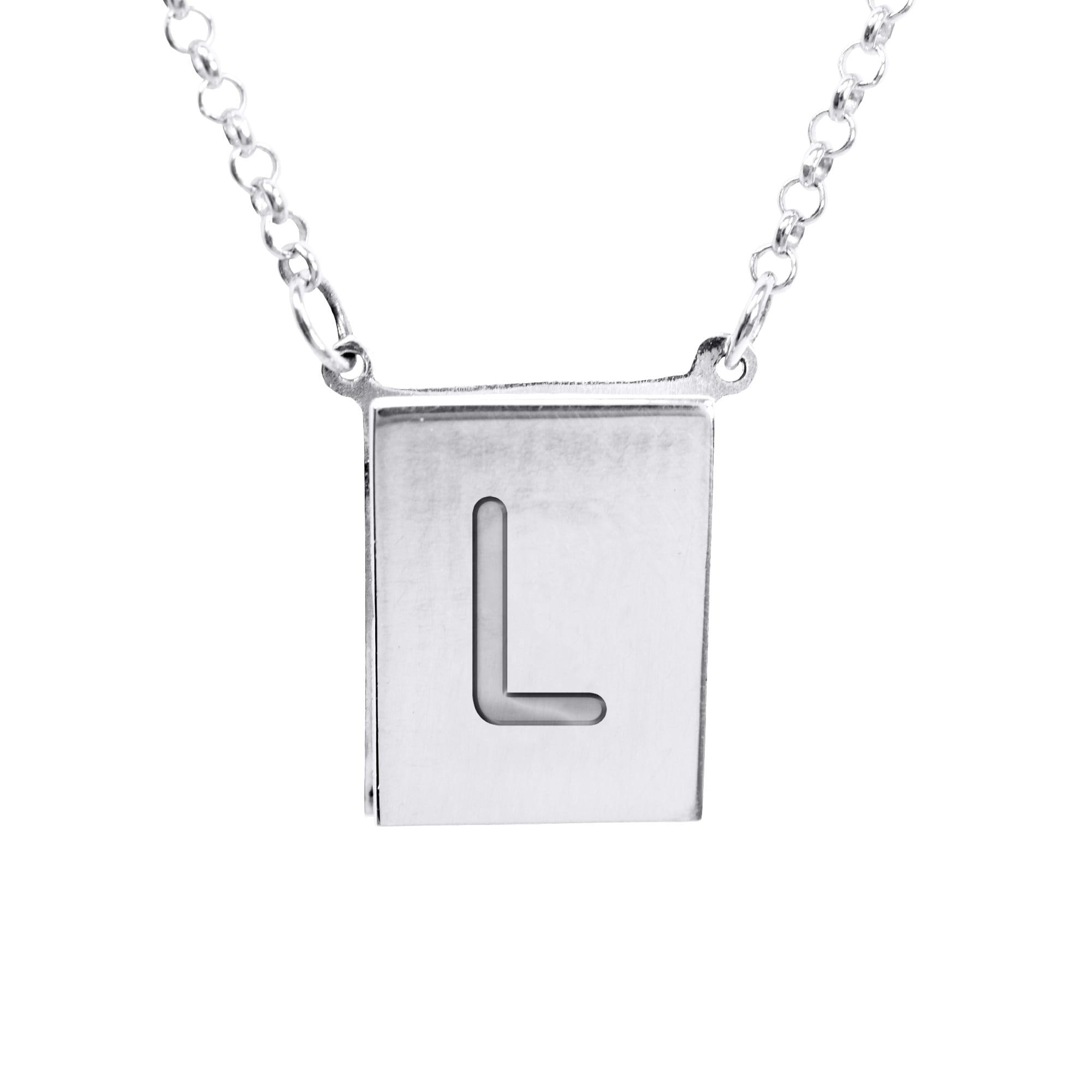 Stunning Sterling Silver Initial "L" Pendant Necklace with a 18 Inch Sterling Silver Chain