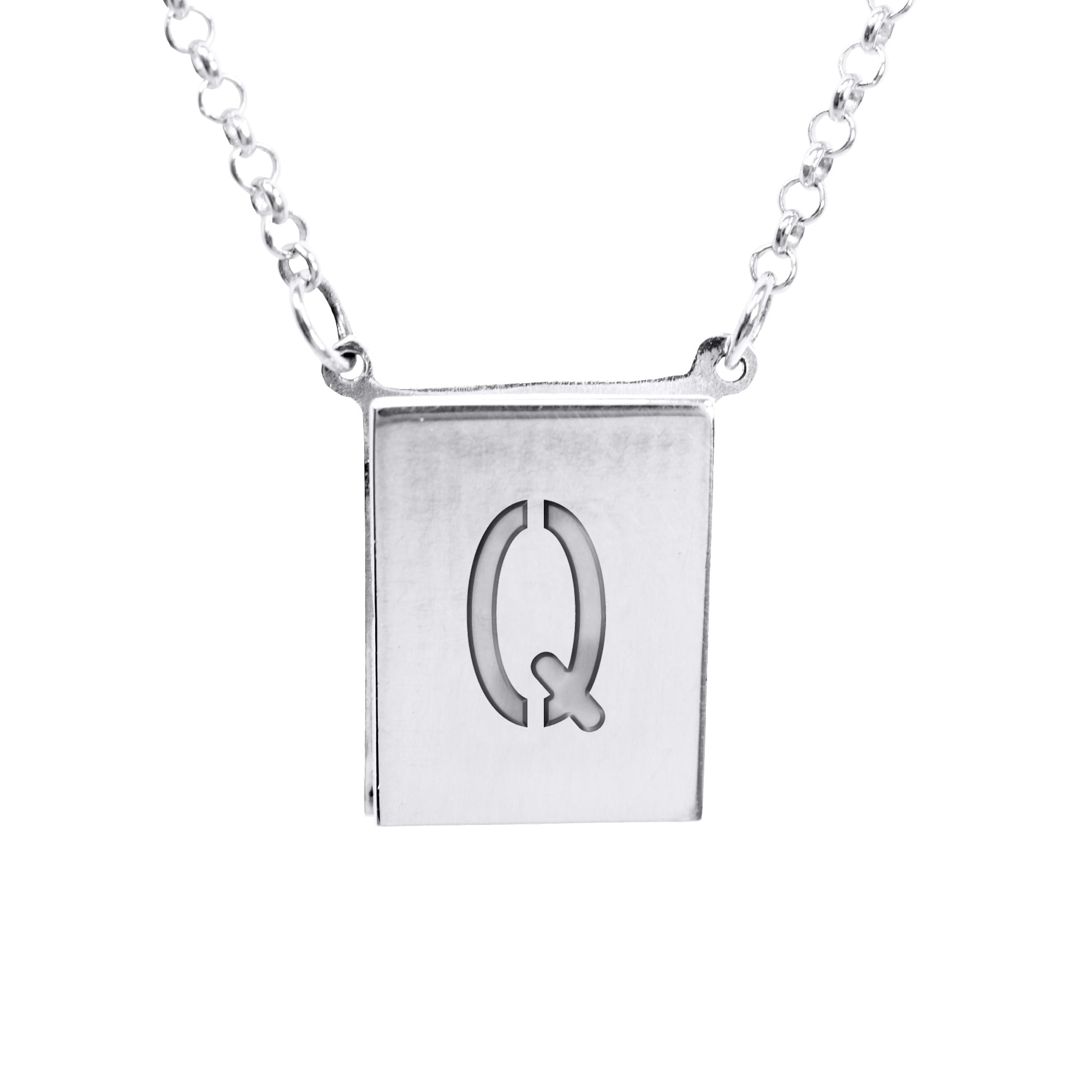 Stunning Sterling Silver Initial "Q" Pendant Necklace