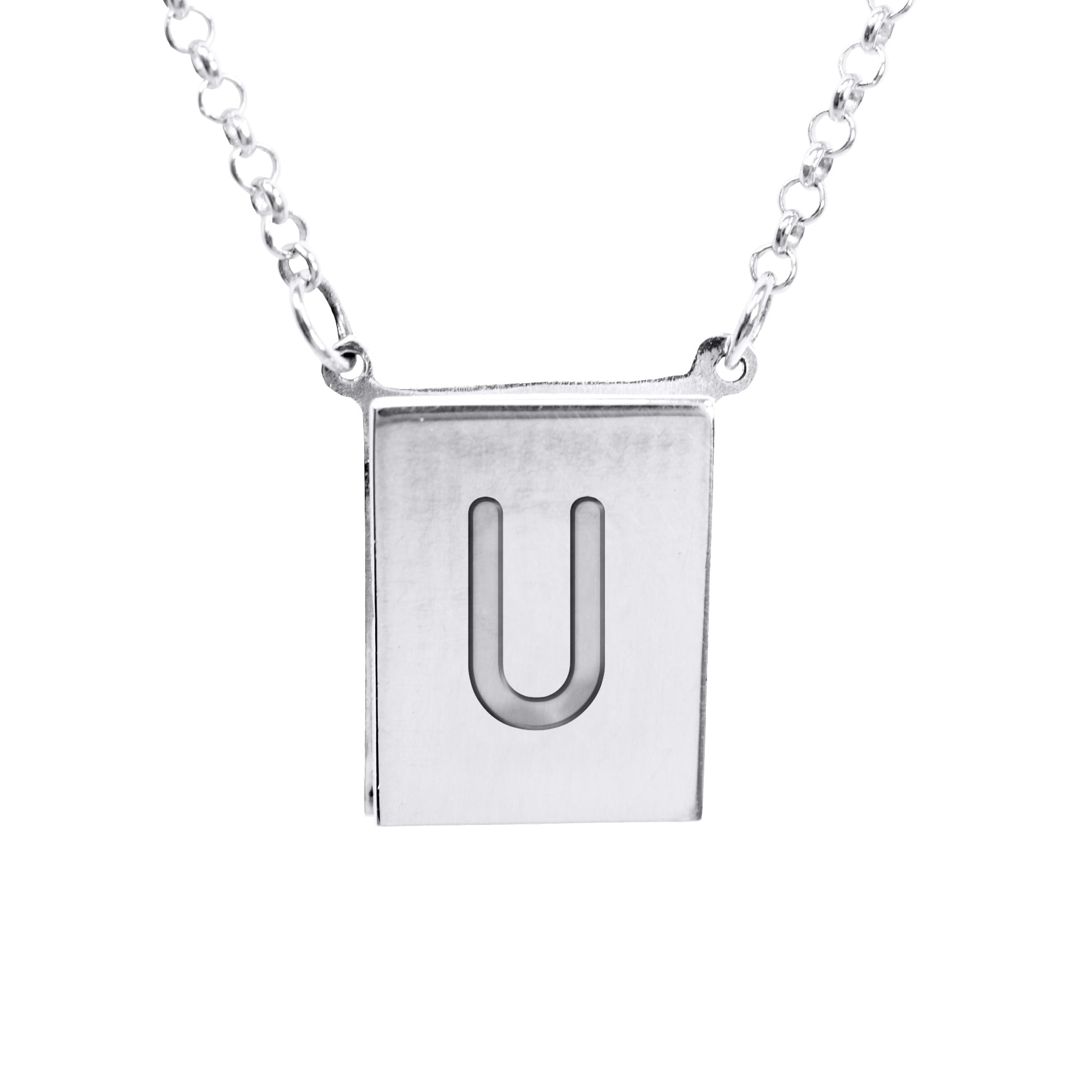 Stunning Sterling Silver Initial U Necklace