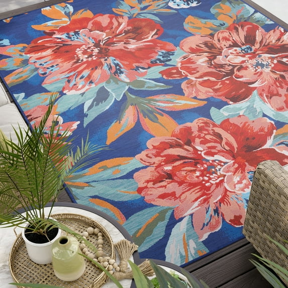 Stunning Transitional 8' x 10' Multi-Color Polypropylene Outdoor Area Rug