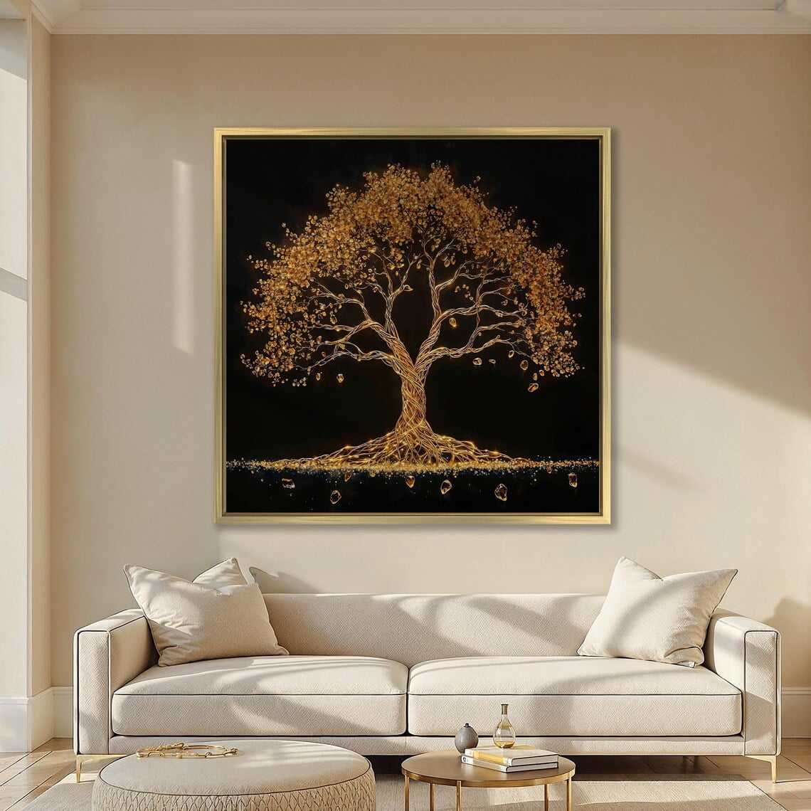 Stunning Tree of Life Wall Art Gold and Black Tree Print Modern Golden ...