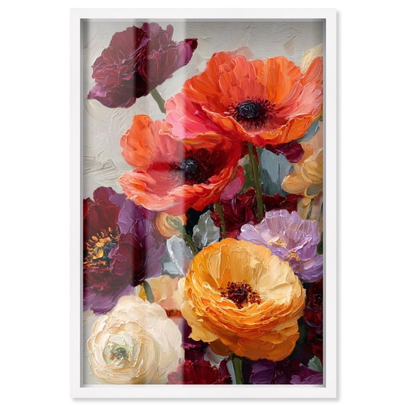Stunning Vibrant Floral Shadowbox Print Autum Art by Art Remedy, White Frame, 16 x 24