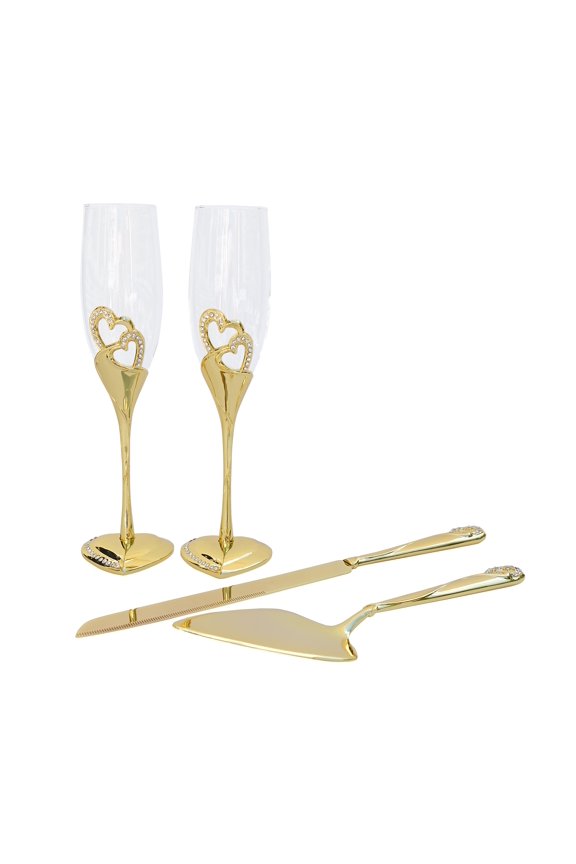 Stunning Wedding Toasting Flutes & Cake Serving Set Duo