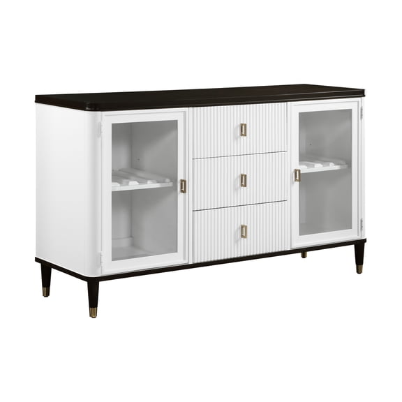 Stunning White & Brown Server - Functional Design, Drawer Storage, And Tempered Glass For A Stylish Space Beautiful Server: Veneer
